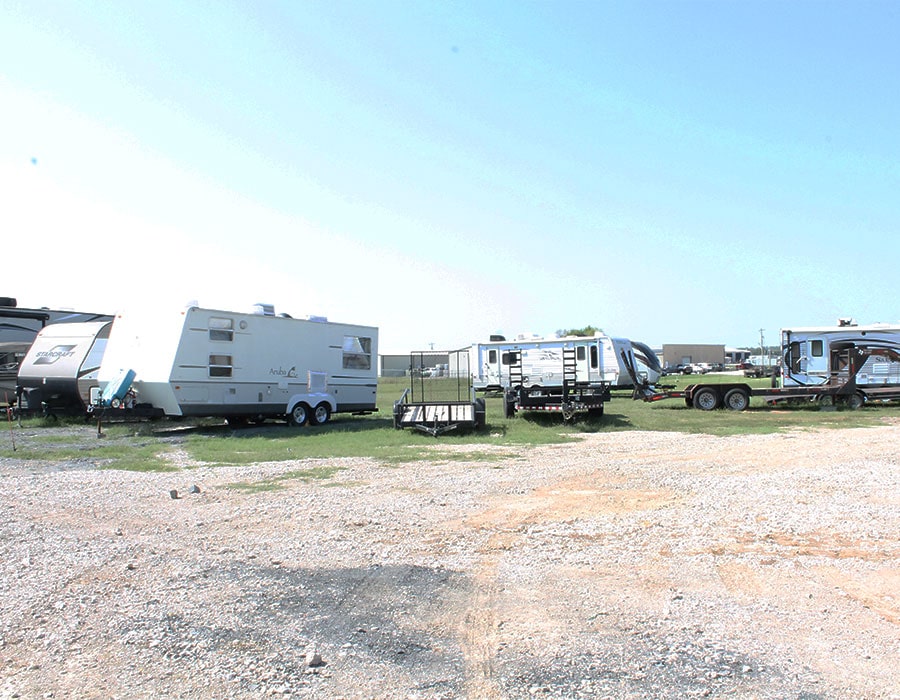 Secure RV storage facility at Glenpool Camper Sales & Storage